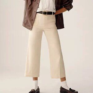 Anthropologie 31P The Colette Cropped Wide-Leg Pants 31 Petite Yellow Cream Nwt